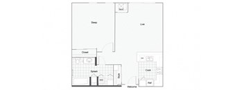 1 bedroom 1 bathroom Floor plan B at 1910 on Water, Wisconsin, 53202