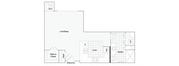 Studio 1 bathroom floor plan at 1910 on Water, Milwaukee, WI, 53202
