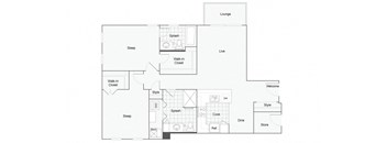 2 bedroom 2 bathroom Floor plan H at 1910 on Water, Milwaukee, WI