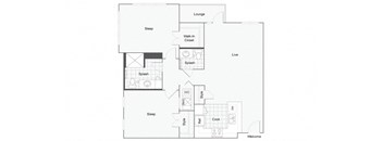 2 bedroom 1.5  bathroom Floor plan G at 1910 on Water, Milwaukee, 53202