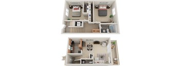 2 bed 1.5 bath floor plan at The Bluffs at Mountain Park, Lake Oswego