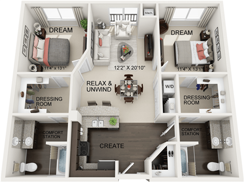 Churchill Floor Plan at Residences at the Street, Washington