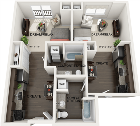 Meadows Floor Plan at Residences at the Street, Washington, Pennsylvania