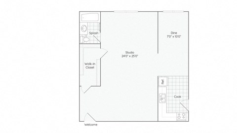 1C-Studio-1Bath-650-1C Floor Plan at The Bryant at Oak Park I & II, Oak Park, IL