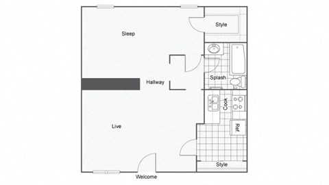 Burbank Floorplan at The Hub at Baton Rouge, Baton Rouge, LA 70808
