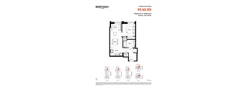 A floor plan for a Mirvish Village apartment with four bedrooms and a living area.