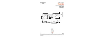 A floor plan for a Mirvish Village apartment shows a living room, dining room, kitchen, and two bedrooms.