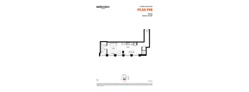 A floor plan for a studio apartment at Mirvish Village.