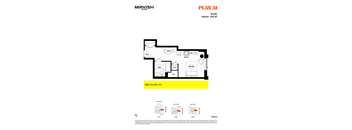 A floor plan for a studio apartment in Mirvish Village.