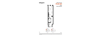 A floor plan for a studio apartment at 599 Bloor Street West.