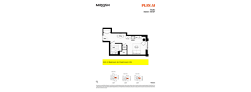 A floor plan for a studio apartment with a kitchen, bathroom, and living room.