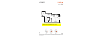 A floor plan for a studio apartment with a kitchen, living room, and bathroom.