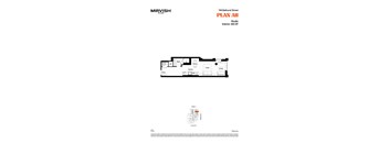A floor plan for a studio apartment at Mirvish Village.