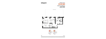 A floor plan for a Mirvish Village property at 748 Bathurst Street shows a 2-bedroom and 2-bathroom interior and exterior.