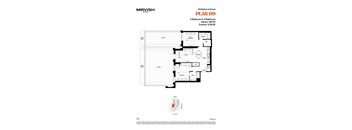 A floor plan for a 2-bedroom and 2-bathroom apartment with a detailed description of each room.