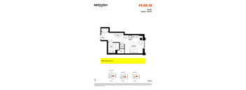A floor plan for a studio apartment in Mirvish Village.