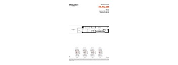 A floor plan for a studio and two bedrooms with a detailed breakdown of each room.