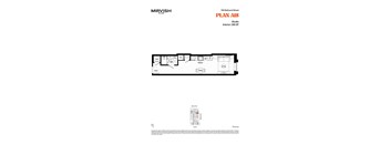 A floor plan for a studio apartment in Mirvish Village.