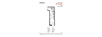 A floor plan for a studio apartment at Mirvish Village.