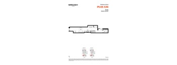 A floor plan for a studio apartment at Mirvish Village.