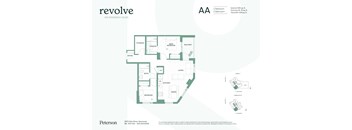 A floor plan for an apartment complex called Revolve on Kingsway in Vancouver.