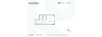 A floor plan for an apartment in the Revolve ON Kingsway+Glen building.