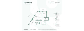 A floor plan for a two bedroom, two bathroom apartment.