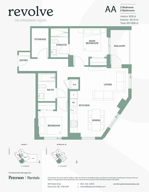 A floor plan for an apartment rental by Peterson Rentals.