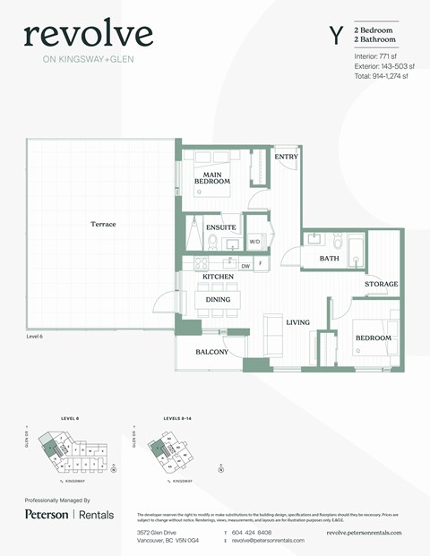 A floor plan for a property managed by Peterson Rentals.