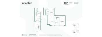 A floor plan for a two bedroom townhouse with a garage.