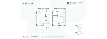 A floor plan for a 3 bedroom, 2.5 bathroom townhome by Peterson.