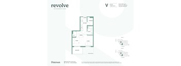 A floor plan for a Revolve on Kingsway+Glen apartment.