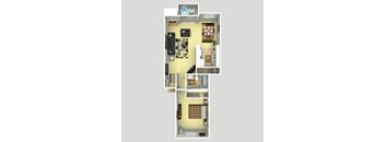 Foster Creek Apartments, Tukwila, WA- a one bedroom  floor plan
