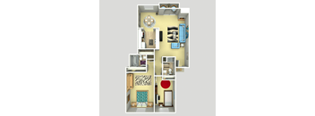 Foster Creek Apartments, Tukwila, WA- a two bedroom  floor plan