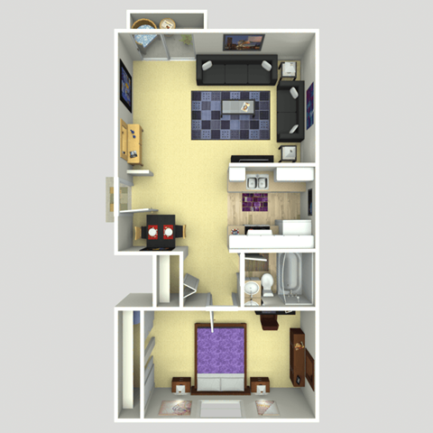 Foster Creek Apartments, Tukwila, WA- a one bedroom  floor plan