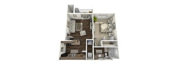 a 3d drawing of the 1 bedroom floor plan  apartments