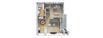 1 bedroom floor plan layout at Wynnwood Vinings apartments atlanta GA