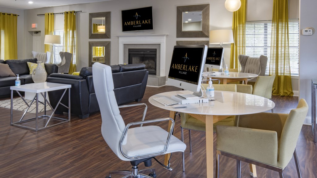 The interior of the Amberlake Village leasing center