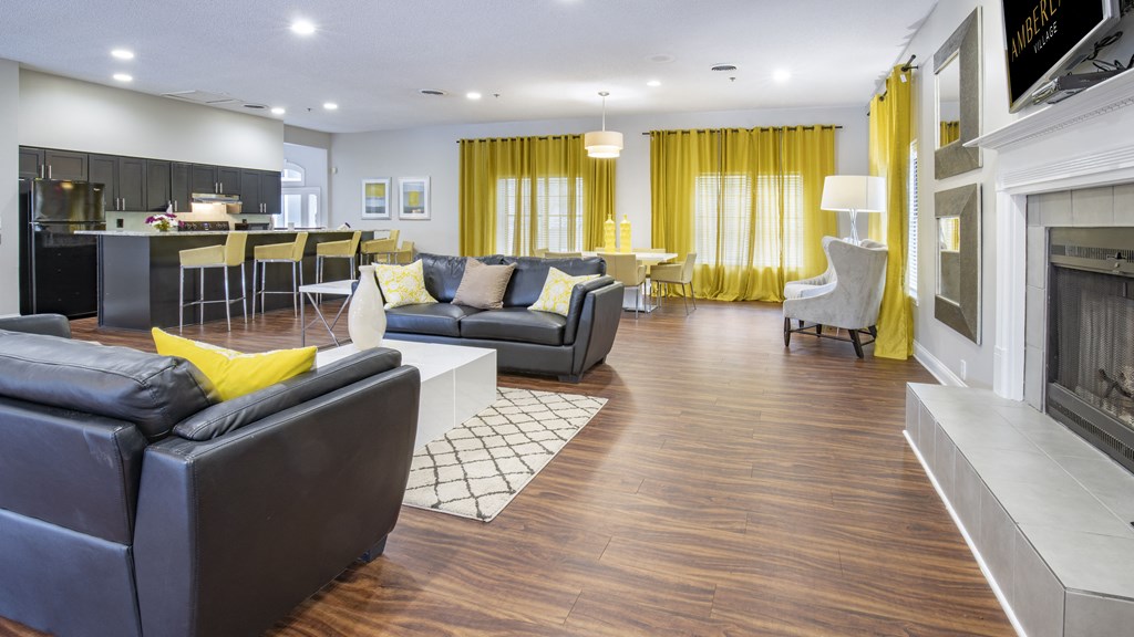 A different angle of the clubhouse lounge area