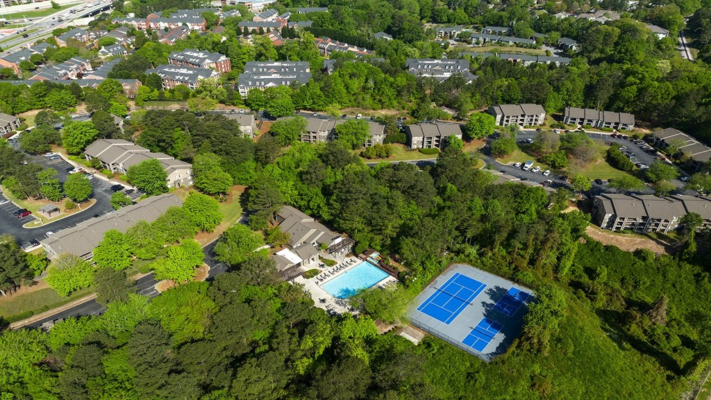 arial view of the property Wynnwood Vinings in Atlanta close to Truist Park