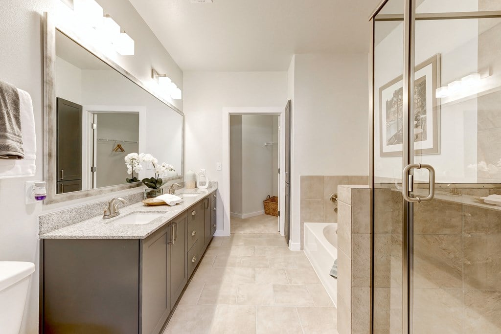 Model Primary Bathroom with Standing Shower & Soaking Tub