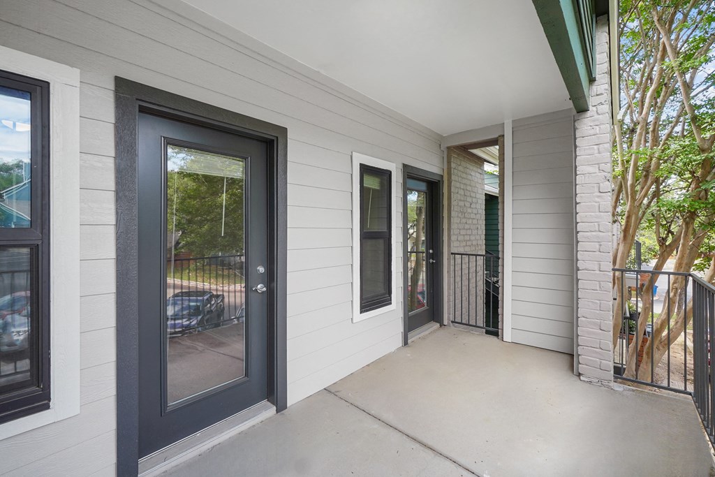 a view of the front door of a house