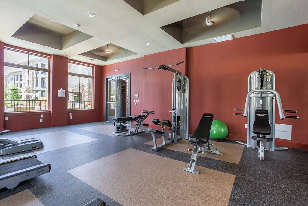 Fitness Center with Weight Machines at Encore281 apartments San Antonio