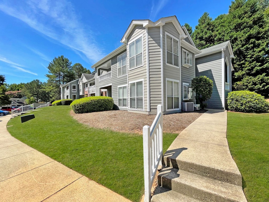 Grey Building Exterior at Lexington Farms Apartment Homes in Raleigh, NC