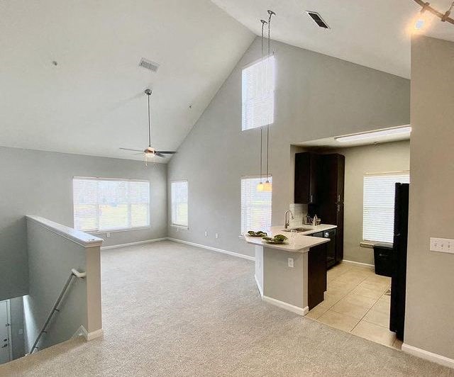 Upstairs vaulted ceiling kitchen at Millennium Apartments Greenville
