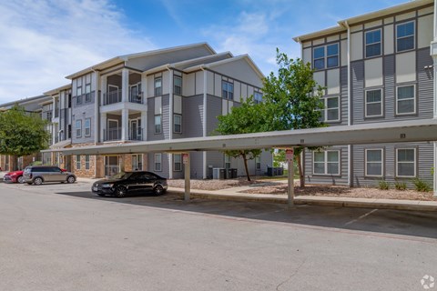 An image of our reserved covered parking- great for hot summer days