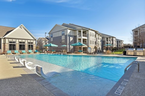 the preserve at ballantyne commons pool and apartment buildings