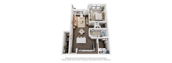 a 3d floor plan of a 2100 sq ft apartment