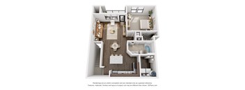 a 3d floor plan of a 2100 sq ft apartment
