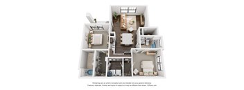 a 3 bedroom floor plan is shown in this rendering